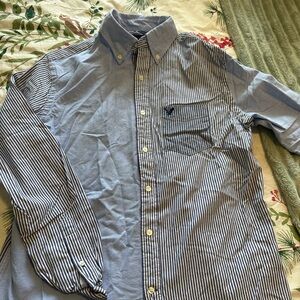 American Eagle Outfitters Blue and White Striped Button Down Shirt